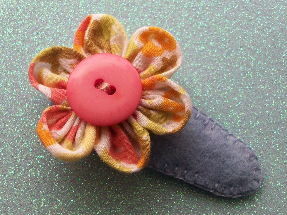 Hand Stitched Floral Hair Barrette
